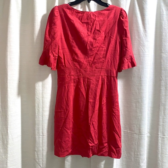 LOST IN LUNAR Red Bell Sleeves Button Up Mini Day Dress - Picture 4 of 5